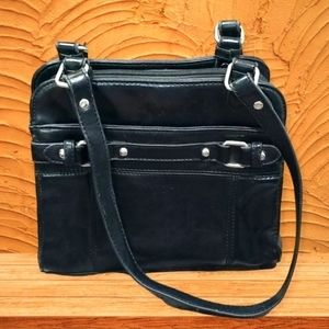 Vintage Minelli Italy Three Compartment Purse Black